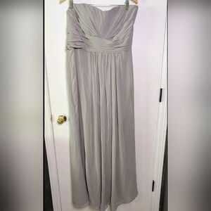 Davids Bridal Dress Formal Gray Wedding Bridesmaid Women Size 20 Strapless Maxi